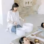 Sound bath session by certified sound bath therapist